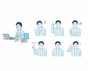 男性の表情　バリーエーションセット