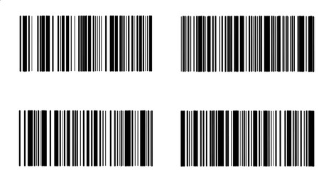Vertical lines pattern, black and white, set of barcode symbol.