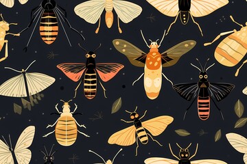 Seamless pattern with insects.