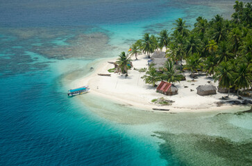 Aerial view of a tropical island, San Blas, Panama. - stock photo