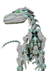 Fototapeta na wymiar velociraptor robot stand up close up