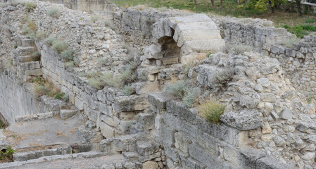 Dig site of ancient peribolos in Chersonesus, Sevastopol, Crimea.