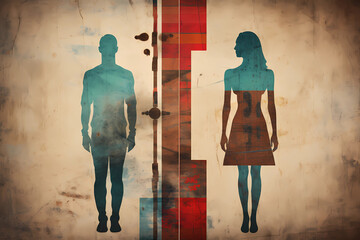 A man and woman separated from each other, representing marital troubles or other unresolved differences (Generative AI)