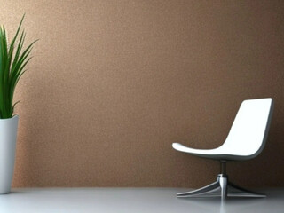 design scene with chair and vase with brown background created with generative AI technology