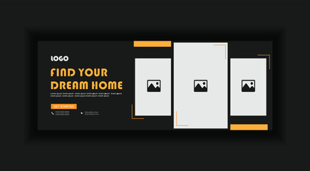 Real estate facebook cover social media post and web banner design layout