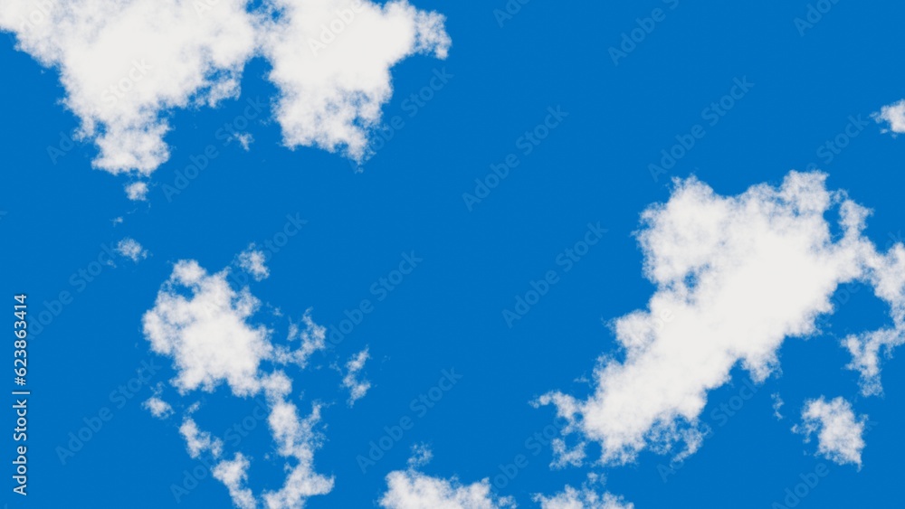 Aufkleber realistic blue sky with white clouds scene in 3d rendering for background concept