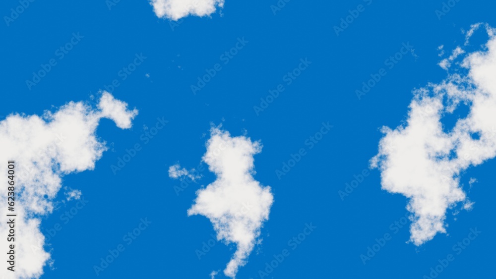 Poster realistic blue sky with white clouds scene in 3d rendering for background concept