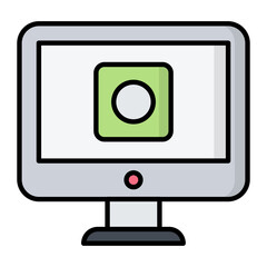 Computer Processor Line Color Icon