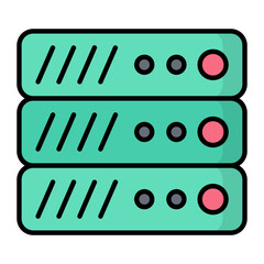 Data Base Line Color Icon