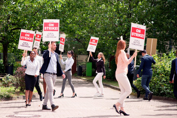 Workers Strike Demonstration In City. Labor Union March