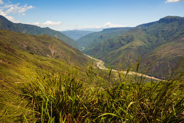 Chicamocha National Park aerial view of the canyon in andes Colombia mountains landscape