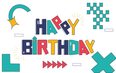 Inscription Happy Birthday isolated on white background. Vector illustration.