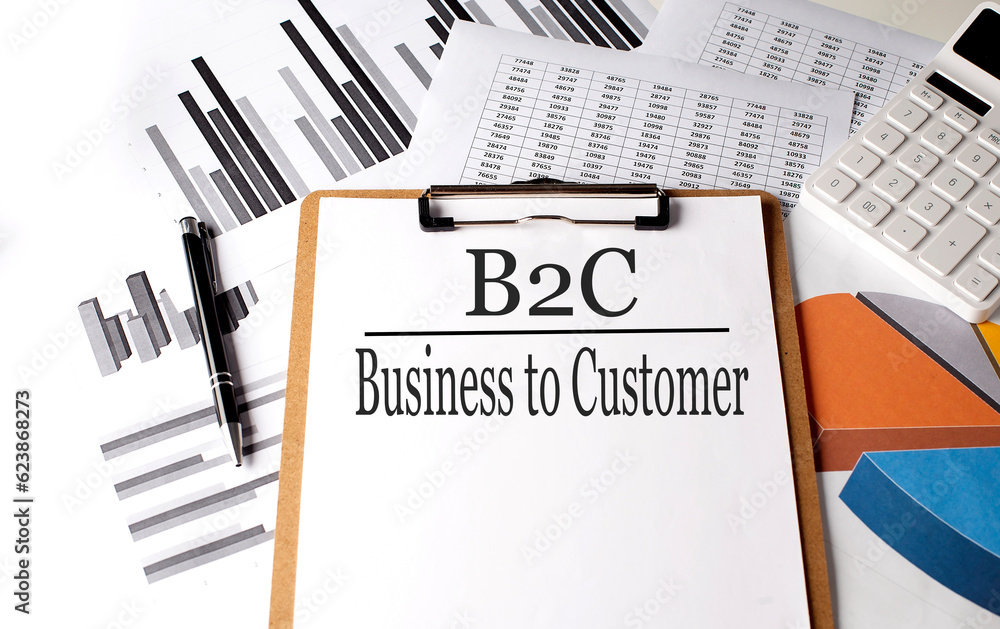Poster paper with b2c on a chart background