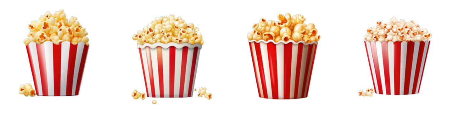 Popcorn Bucket clipart collection, vector, icons isolated on transparent background