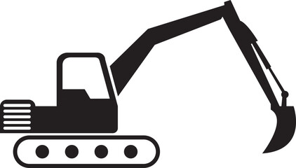 Excavator sign. Construction equipment signs and symbols.