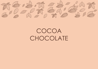 Cocoa template. Cocoa frame. Cocoa Seamless Pattern Background. Vector Illustration.