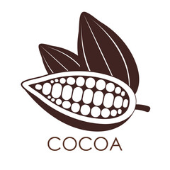 Cocoa bean Logo. Cocoa Icon. Chocolate Cocoa Symbol. Vector Illustration Isolated on White Background.