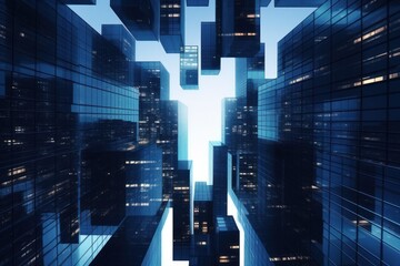 Obraz premium Glass business buildings background. Illustration AI Generative