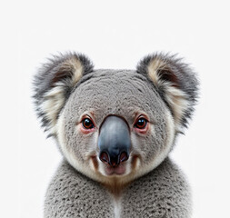 Obraz premium Koala face shot , isolated on white background cutout , generative ai