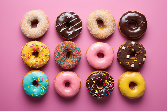 Assorted donuts from above AI generated image