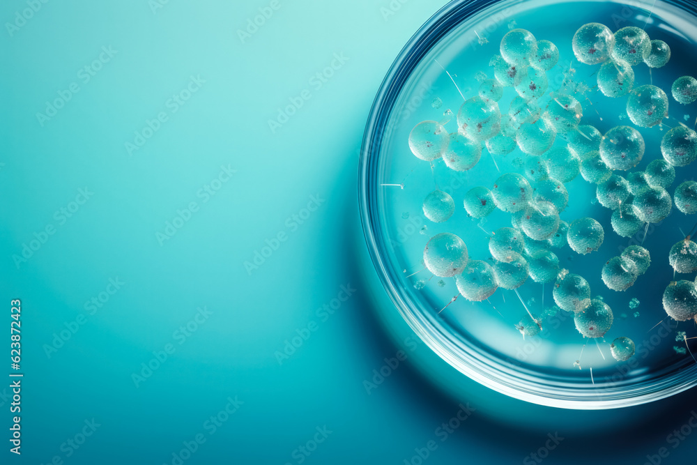 Aufkleber petri dish with bacteria; background with empty space for text