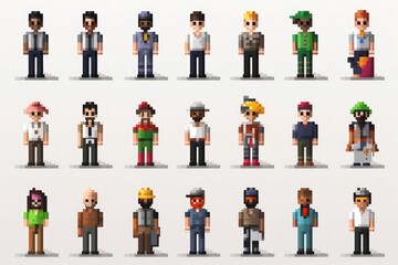 Set of pixelated people