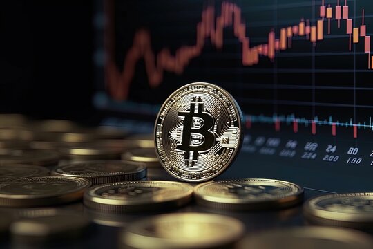 Coin reviews and other coins on the background of the cryptocurrency chart. Generative AI