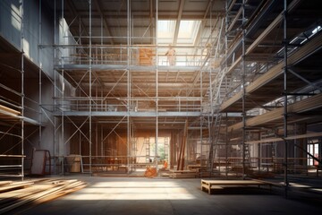 Fototapeta premium Interior of empty room with scaffolding
