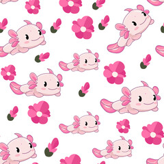 background axolotl seamless texture cute vector character
