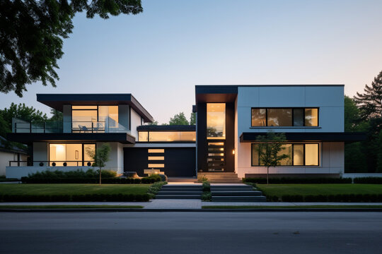 Luxurious Modern Dream Home Showcasing Sleek Minimalist Architecture and Breathtaking Landscape in High-Quality Architectural Photography