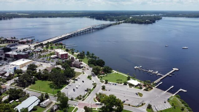 Palatka Florida drone shot of the bridge shot four