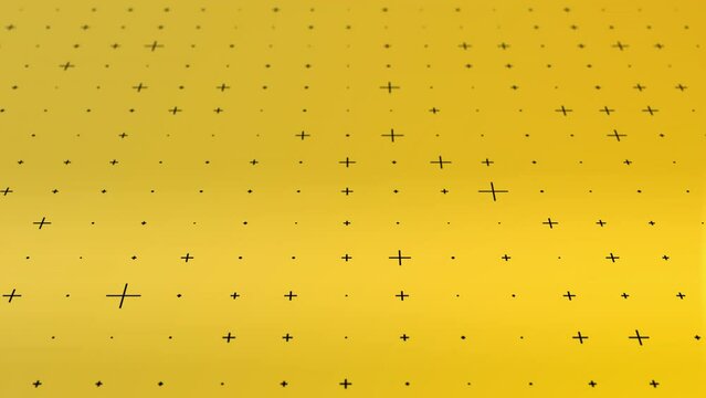 Dynamic abstract plus sign background. Black plus on a yellow backdrop. Seamless looping. 4k 60fps.