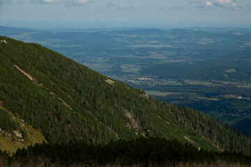 view from Snezhka Mountain to Karpacz. Karkonosze National Park, Poland
