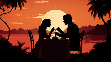 Fototapeta na wymiar Romantic dinner date concept