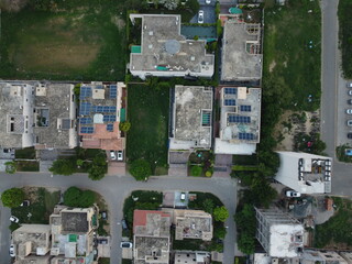 Non edited original high angle view of residential area with drone of cantt Lahore, Pakistan.