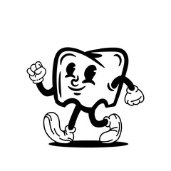 cute tooth character mascot cartoon. Vector illustration.