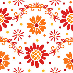 Seamless pattern with abstract floral elements vector illustration on white background