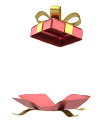 Opened gift box. 3D gift box. 3D illustration.