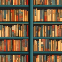 Background bookcase with books illustration generated ai