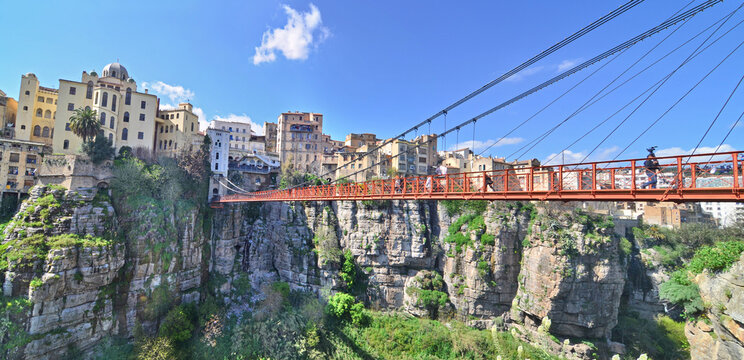 Panorama of the Algerian city of Constantine located on a hill