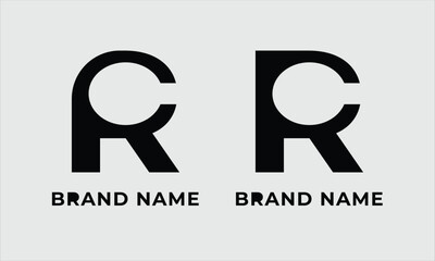 RC letter logo concept isolated on BLACK background, Letter RC simple logo design, creative logo design, Black letter logo design.