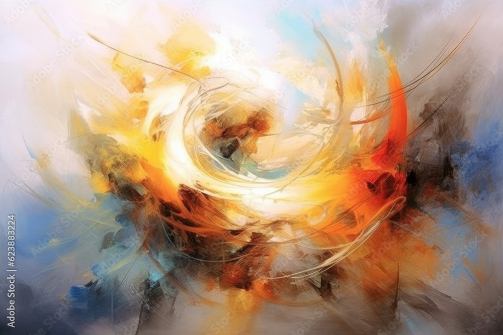 Poster abstract art of dance of light theme that out of formless darkness in the style of simple yet intric