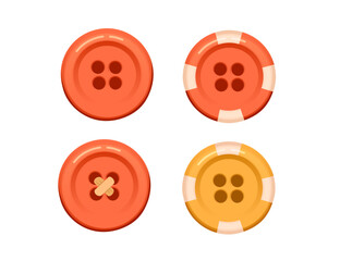 Set of sewing buttons for clothing or accessory needlework elements vector illustration isolated on white background