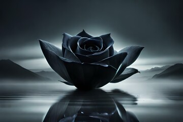 black rose and field of black roses generated by ai