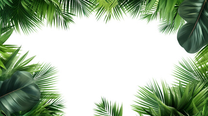 Palm tree branches and its shadow on a white background. Tropical background.. AI Generation