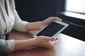 woman using tablet computer, mockup tablet
