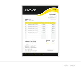 clean & unique invoice design vector template