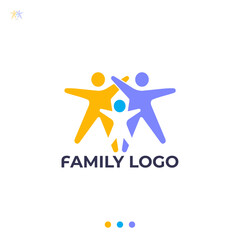 Fototapeta na wymiar Happy Family Logo Design Vector. Baby with father and mother Icon Logo Element. Child Development Foundation Abstract Logo Template.