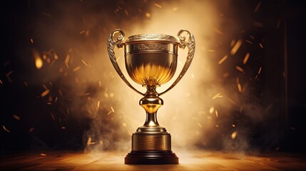 Golden trophy cup , winners golden cup. Created with Generative Ai technology. - obrazy, fototapety, plakaty