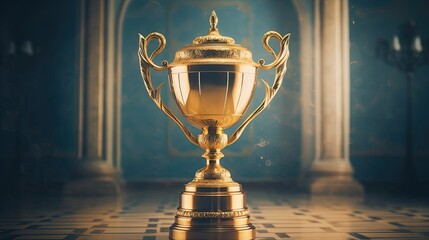 Golden trophy cup , winners golden cup. Created with Generative Ai technology.